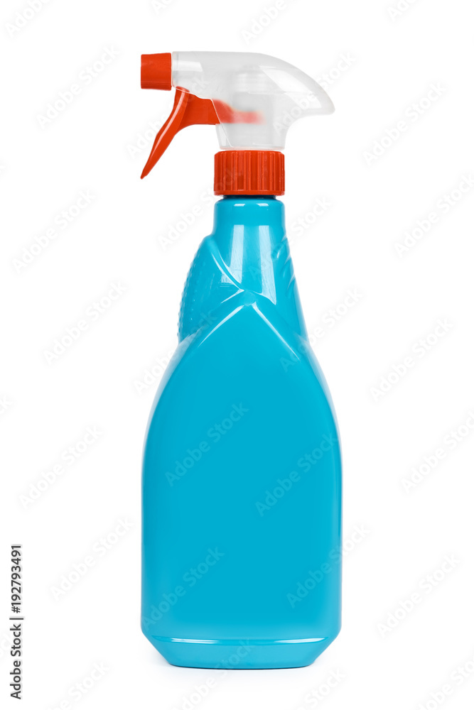 Plastic spray pistol cleaner bottle. Isolated on white background Plastic spray pistol cleaner bottle. Isolated on white background