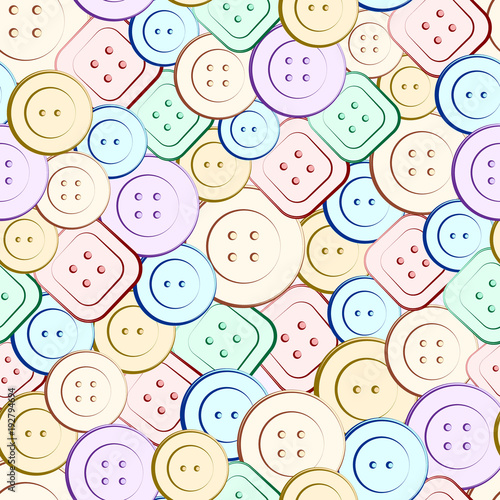 Colorful sewing buttons vecror seamless pattern