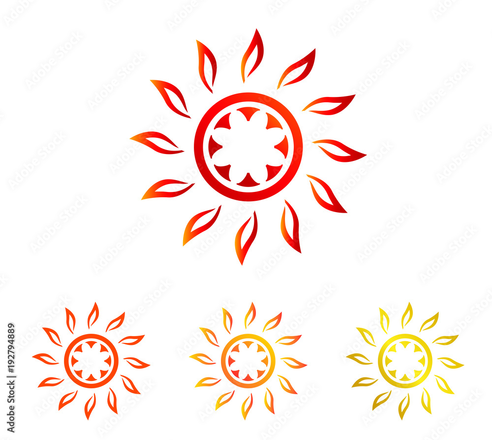 真夏の太陽 シンボル セット 褐色 オレンジ ゴールド Stock Vector Adobe Stock