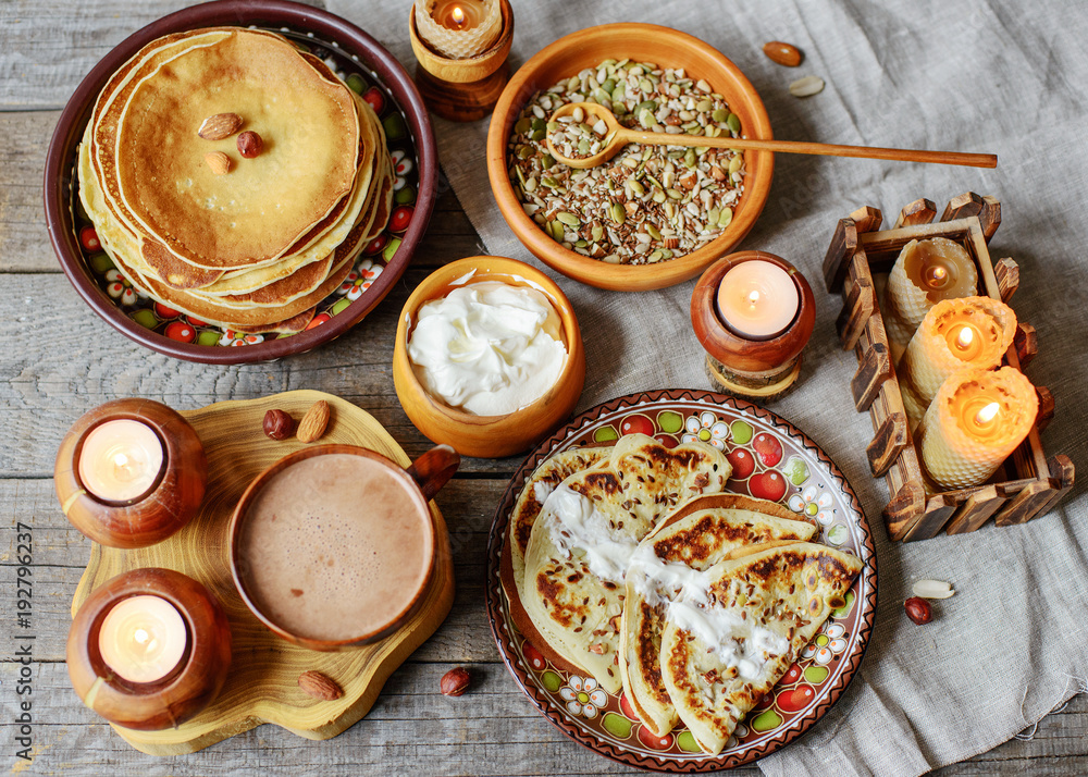 wooden dishes and food wooden dishes and food
