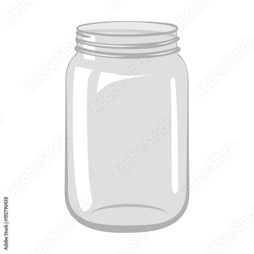 Fotótapéta Empty open glass jar isolated on white background.