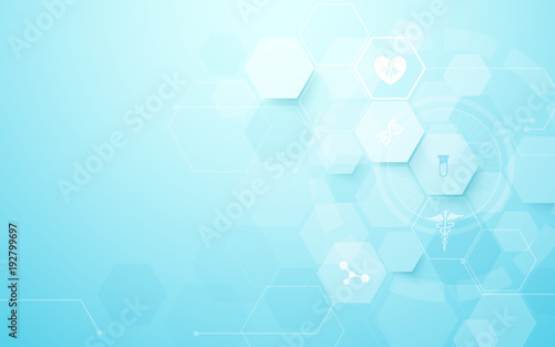 Abstract geometric hexagons shape medicine and science concept background