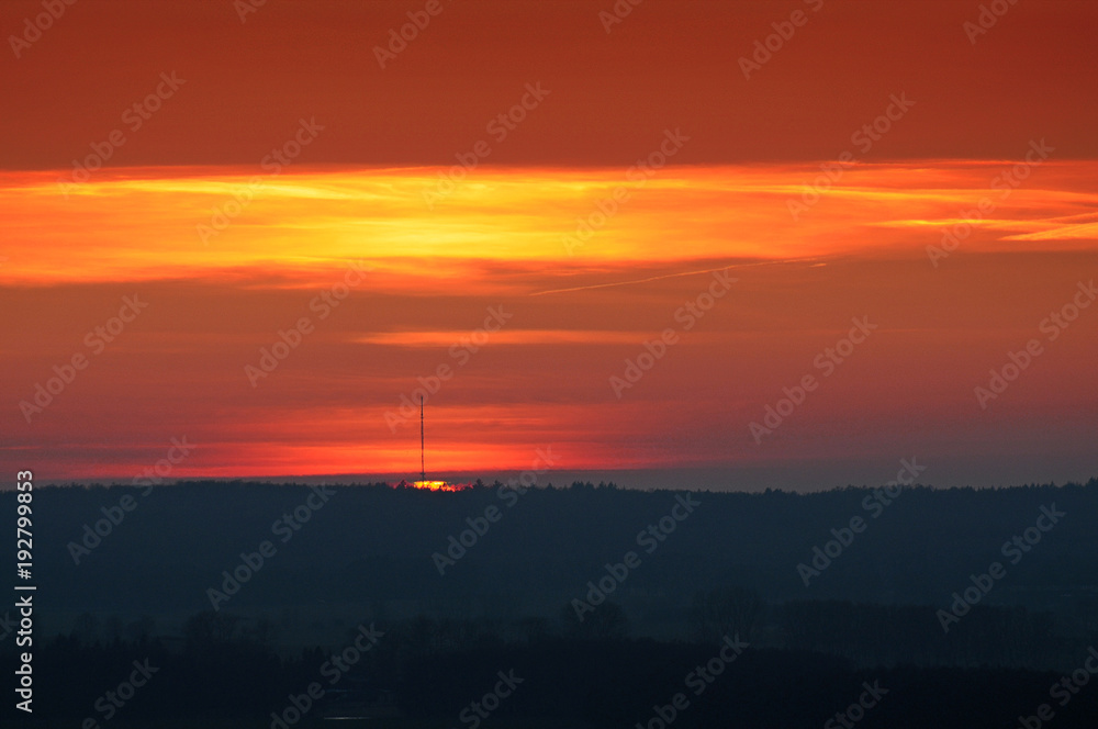 Sunset landscape view over the island Rügen