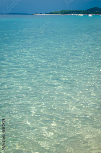 Toroni, Sithonia, Chalkidiki peninsula, Greece, image of perfect clean turquoise sea on sunny day, water texture, background
