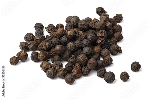 black peppers isolated on white background.