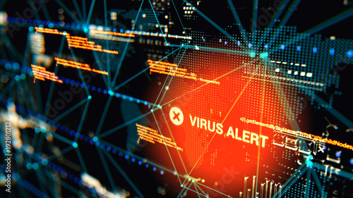 3D rendering. Abstract background concept of cyber security and attack, system crash.