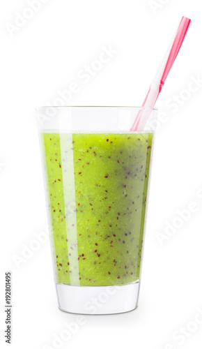 kiwi smoothie isolated on white