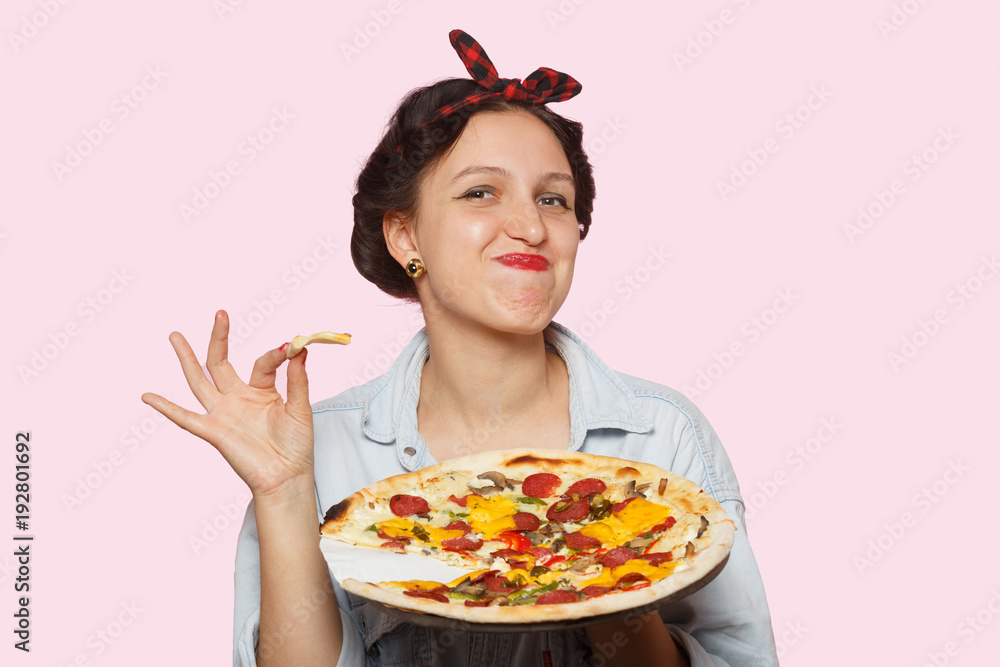 woman with pizza woman with pizza