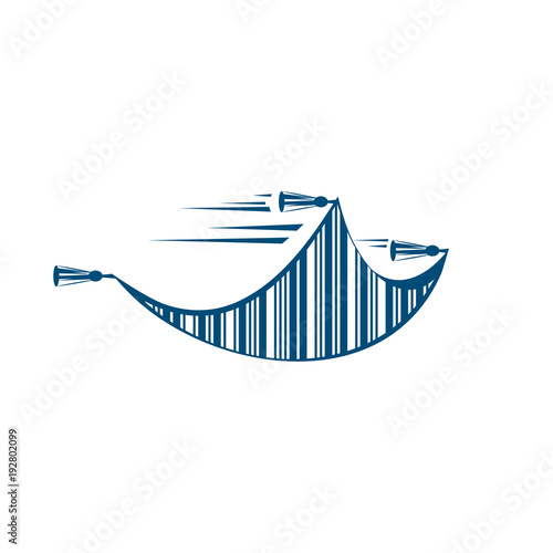 Flying carpet with bar code logo template.
