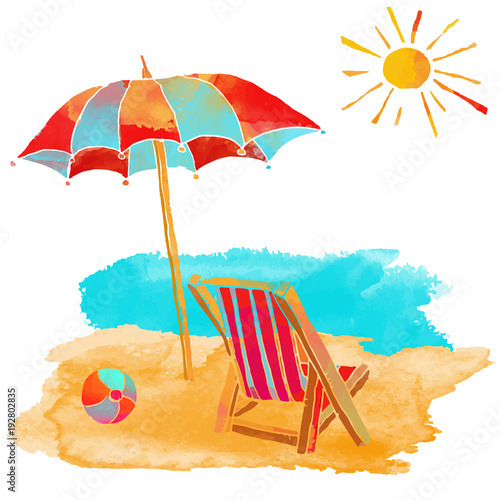 Watercolor summer beach set