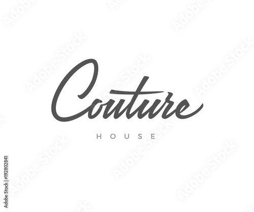 Couture logo design. Vector sign lettering. Logotype calligraphy