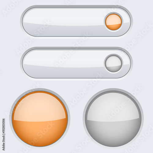 White buttons with orange active element