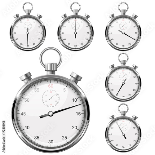 Stopwatch. Collection of metal watches with top button