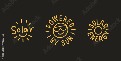 Solar energy badges. Vector. 