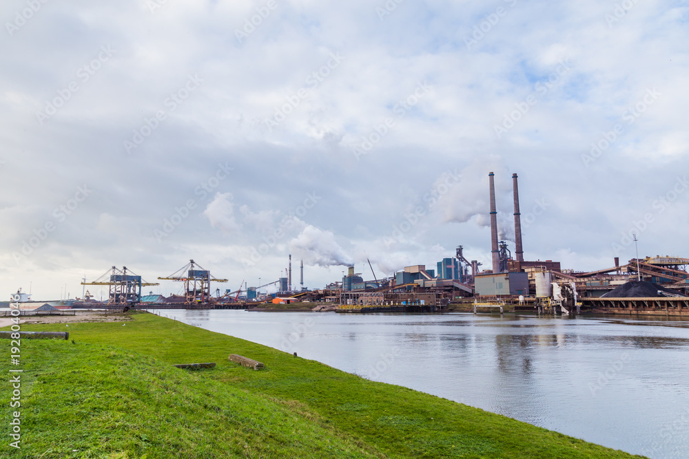 Steelmaking industry plant in IJmuiden in the Netherlands