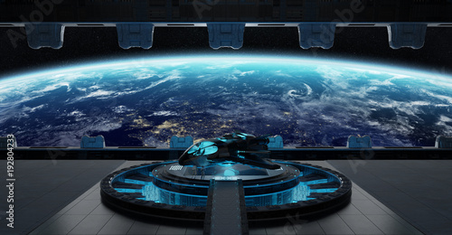 Fototapeta Naklejka Na Ścianę i Meble -  Landing strip spaceship interior 3D rendering elements of this image furnished by NASA