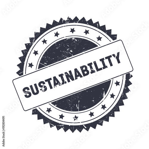 Sustainability Black grunge stamp isolated