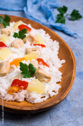 White rice with chicken