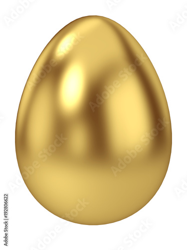 Gold Egg on White Background.