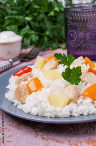 White rice with chicken