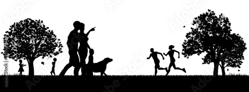 People Enjoying the Outdoors Park Silhouettes