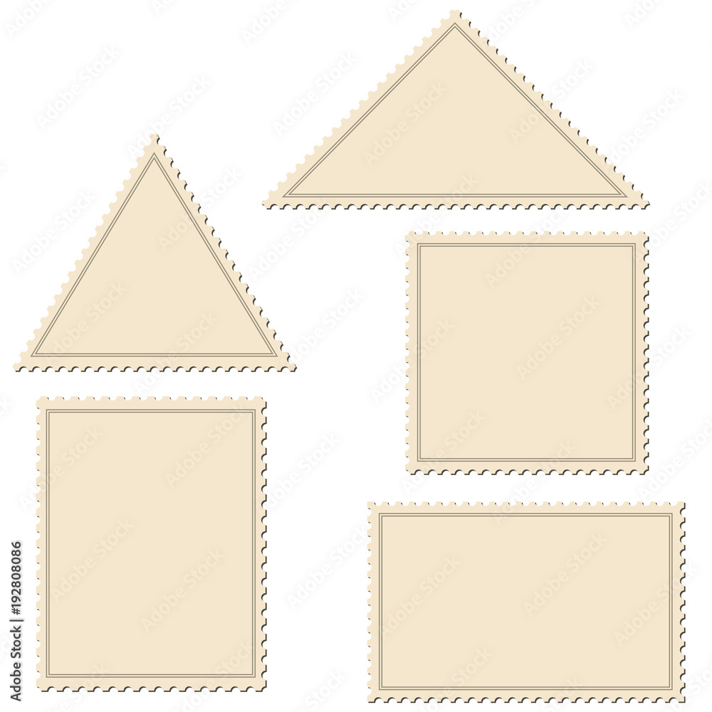 Obraz premium Blank Postage Stamps on White Background.