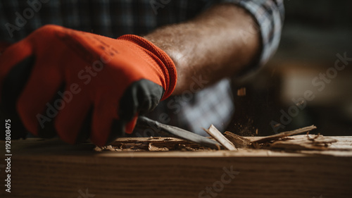 Slika na platnu carpenter works with manual and electric equipment