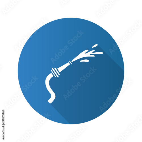 Fire hose flat design long shadow glyph icon