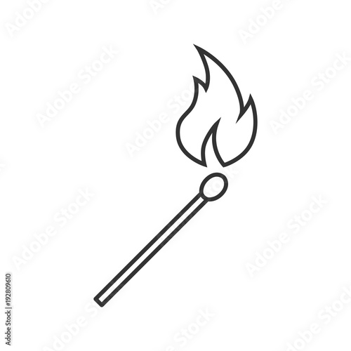 Burning matchstick linear icon