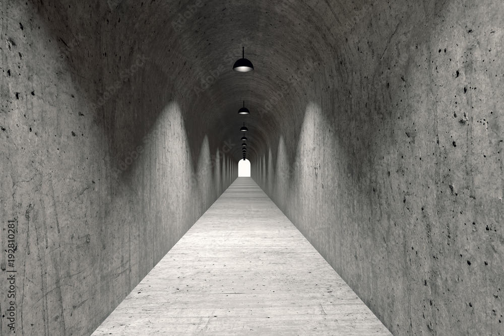 Long Narrow Concrete Corridor