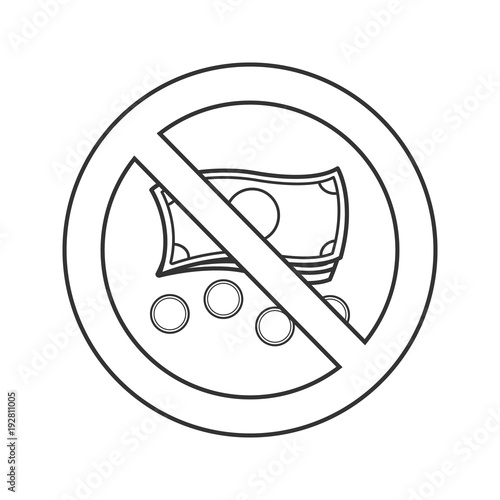 Forbidden sign with money linear icon
