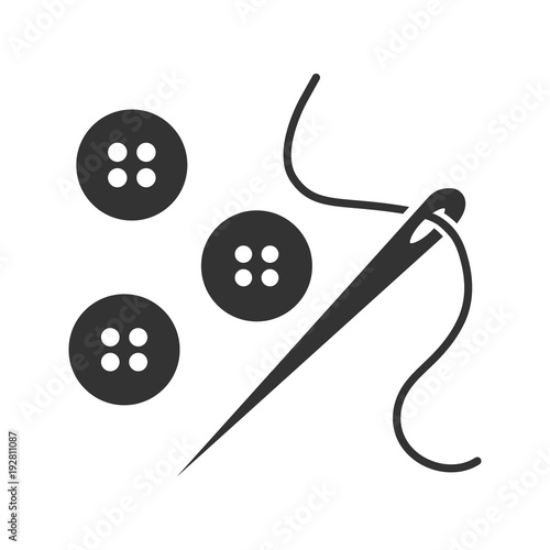 Sewing buttons and needle with thread glyph icon
