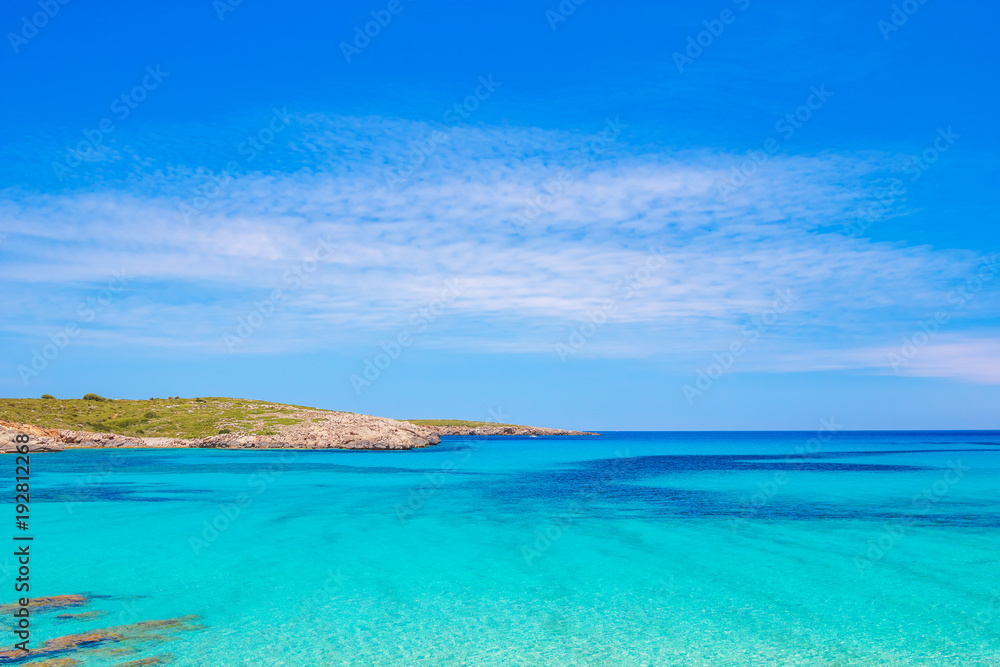 Crystal Clear Water of Mediterranean Sea at Arenal de Son Saura Crystal Clear Water of Mediterranean Sea at Arenal de Son Saura