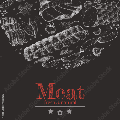 Vector background with meat products