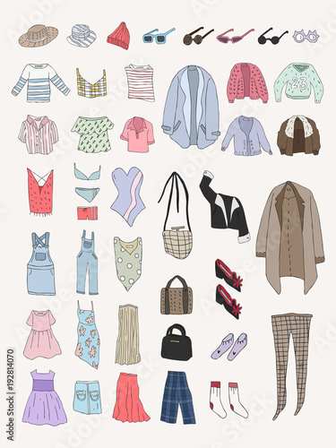 Illustration of different types of clothes photo