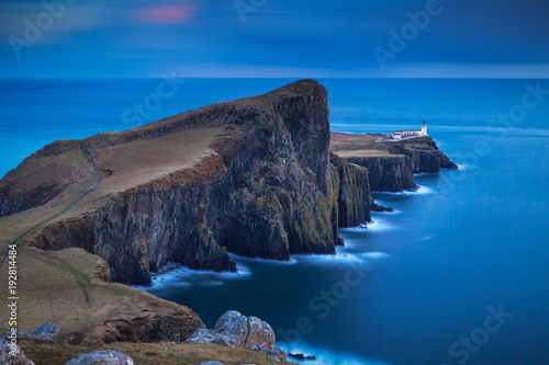 Obraz na płótnie Blue hour at Neist Point, Isle of Skye, Scotland, UK w salonie