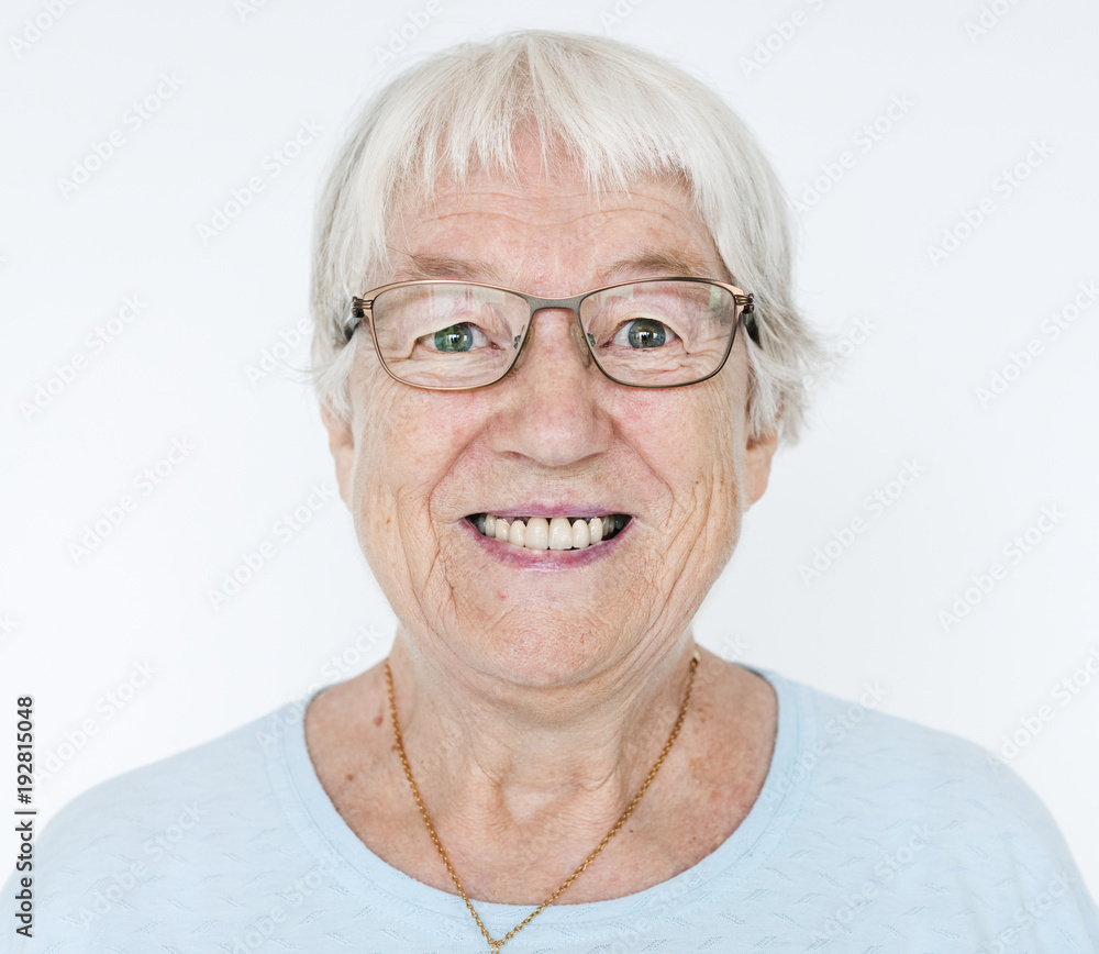 Portrait of smiling white elderly woman Portrait of smiling white elderly woman