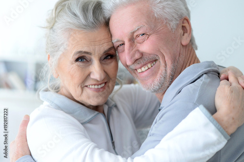 happy senior couple at home