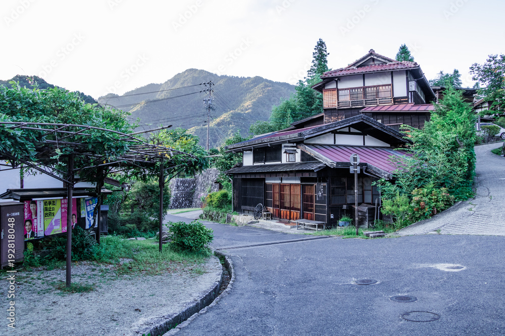 Kiso valley is the old town or Japanese traditional wooden buildings for the travelers walking at historic old street in Narai-juku , Nagano Prefecture, JAPAN. Kiso valley is the old town or Japanese traditional wooden buildings for the travelers walking at historic old street in Narai-juku , Nagano Prefecture, JAPAN.