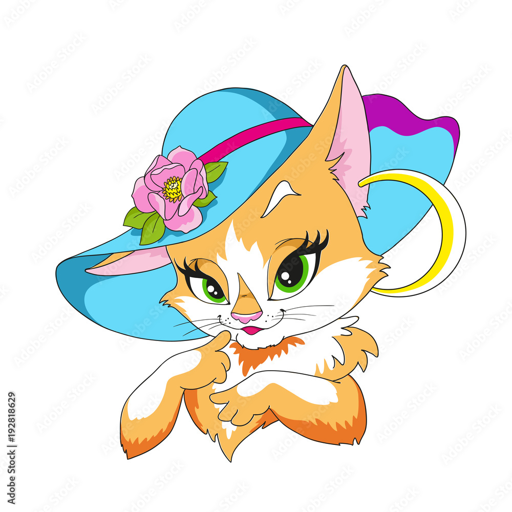 Welcome sign cartoon cute girl wearing a cat hat drawing 5231055 Vector Art  at Vecteezy