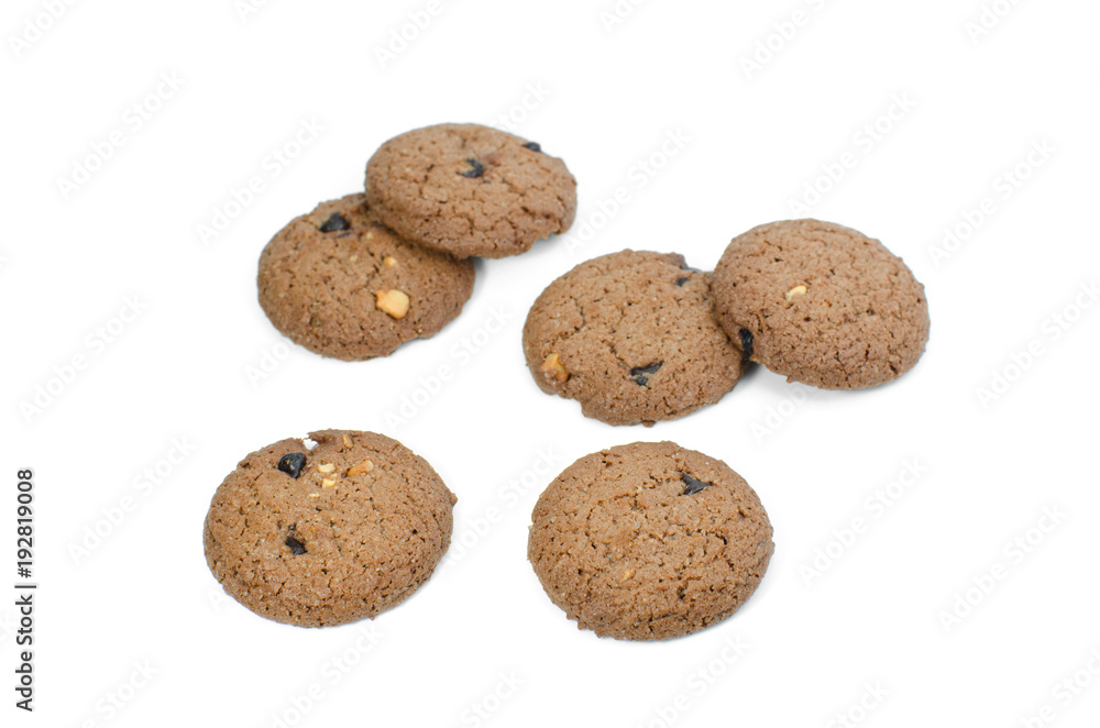 chocolate chip cookies isolate on white background chocolate chip cookies isolate on white background