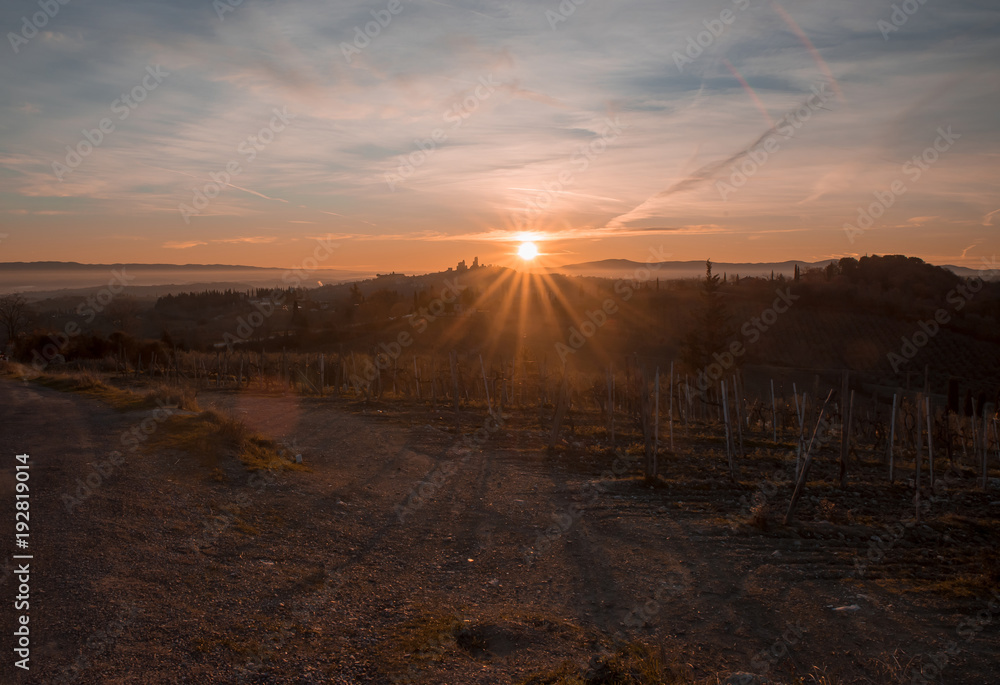 Fototapeta premium sunshine on San Gimignano