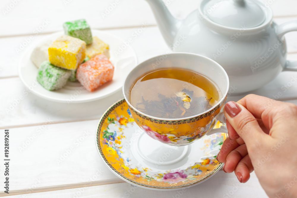 tea on the wooden table tea on the wooden table