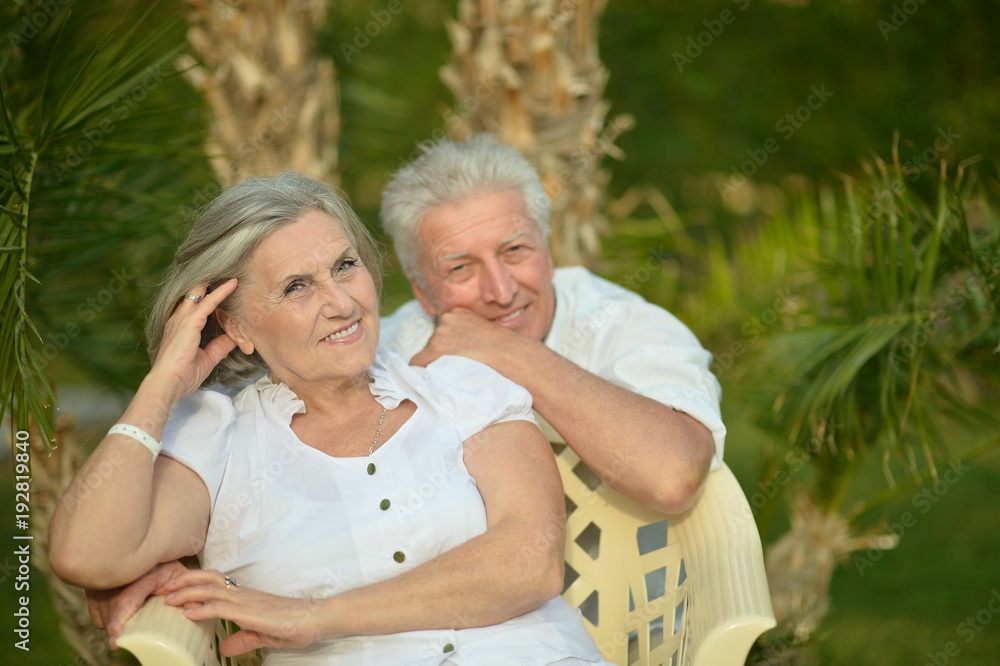 Loving senior couple sittin