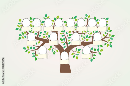 Family tree and nameplate. Vector illustration
