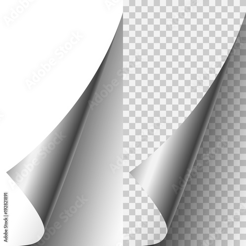 Vector silver metallic realistic paper page corner
