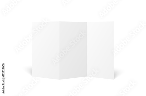 Vector blank white trifold leaflet opened