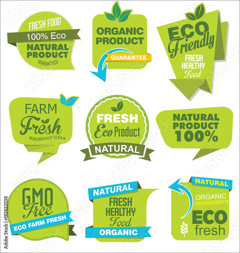 Modern ECO and NATURAL origami sale stickers and tags green collection