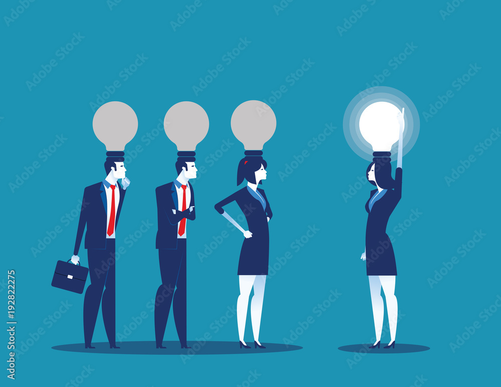 Bulb head manager. Concept business vector illustration. Flat character style. Bulb head manager. Concept business vector illustration. Flat character style.