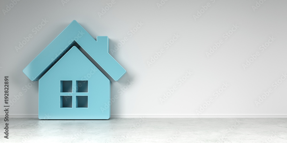Smarthome icon in interior 3D rendering Smarthome icon in interior 3D rendering